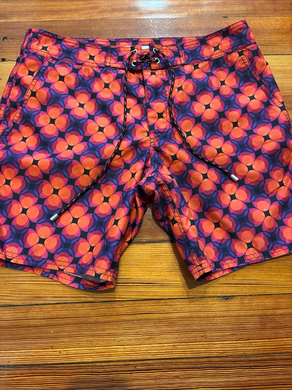 Mr. Turk Mens Lined Swim Trunks, geometric pattern, size 30